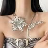 Exquisite Blooming Lily of the Valley Statement Choker: Luxury Gourd Leaf Necklace