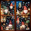 Indoor Window Art Christmas Gnome Cling, Waterproof Snowflake Glass Decal, PVC Decals Faceless Dwarf Static Sticker for Holiday Decoration Winter Home