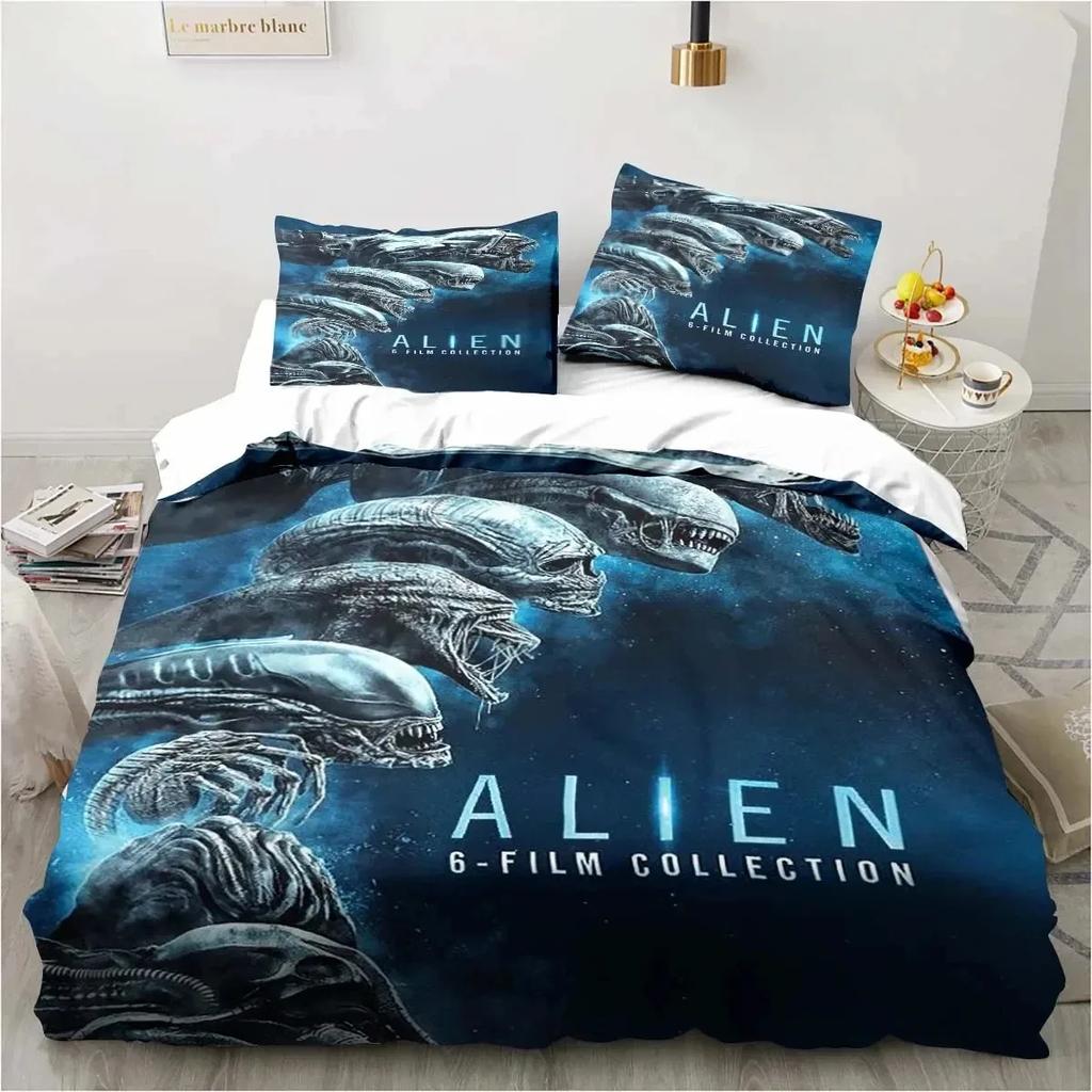 Alien Vs. Predator Predator Film Sängklädesset Enkelt Dubbelt Queen King Size Påslakan Vuxna Pojkar Sovrum Överkast Lyxig Gåva