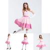 Elegant Super Mario Pink Princess Peach Costume Dress With Crown And Gloves Set