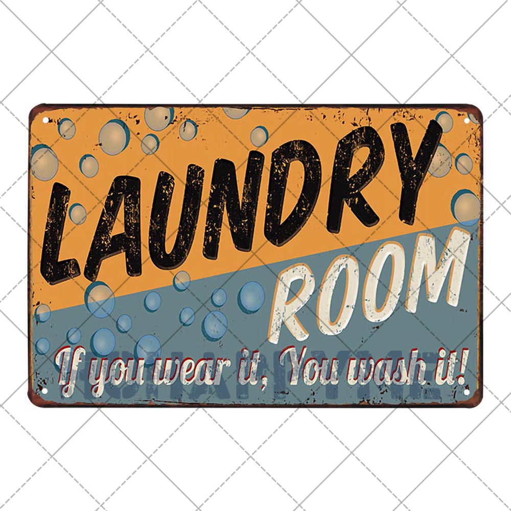 Segni Targa Retro per Lavanderia Segno Pittura su Latta Vasca Idromassaggio Bagno Metallo Poster Adesivi Murali Vintage Decorazione Casa Piatti 20x30cm