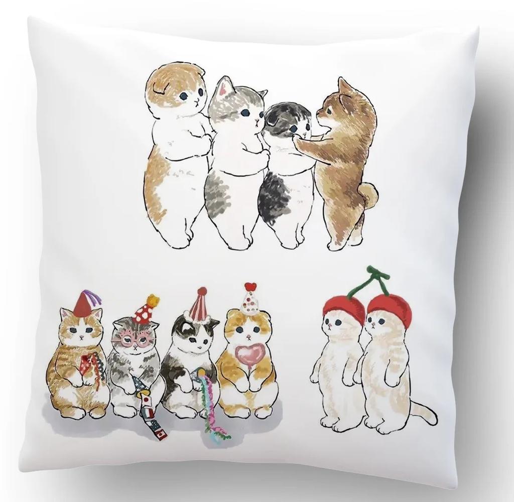 Cartoon Cat Decorative Pattern Pillowcase Office Living Room Home Pillowcase Car Ornaments