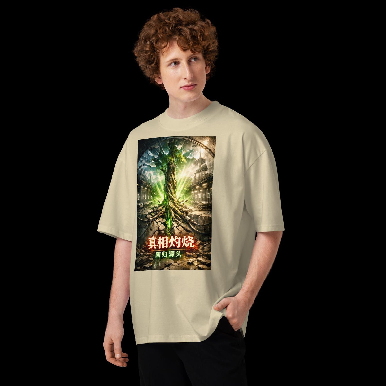 Raw Human T-Shirt, Truth Burns Kanji Shirt, Asian Streetwear Aesthetic, Anti System Apparel S