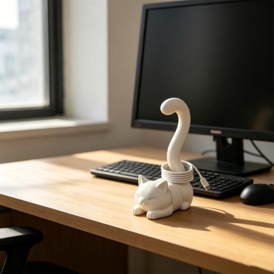 Katvormige Ringstandaard 3D Geprinte Kattenstaart Sieraden Displayhouder