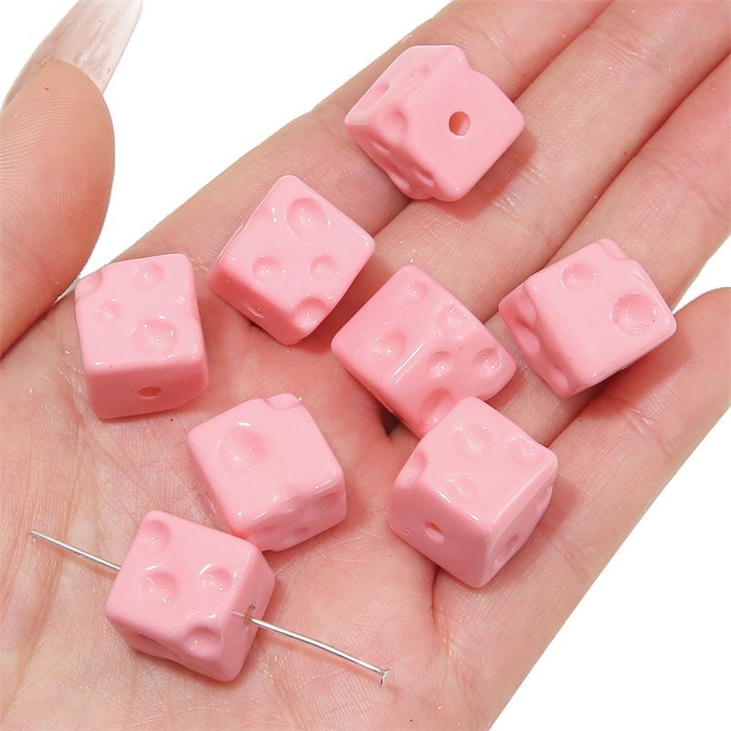 Handgefertigte Armbandperlen, Acryl, farbig plattiert, Handykettenperlen, Käse-Quadratperlen, handgefertigt, DIY-Handschnur, bunter Anhänger, Schmuckzubehör