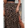 High-Waisted Leopard Print Slit Skirt