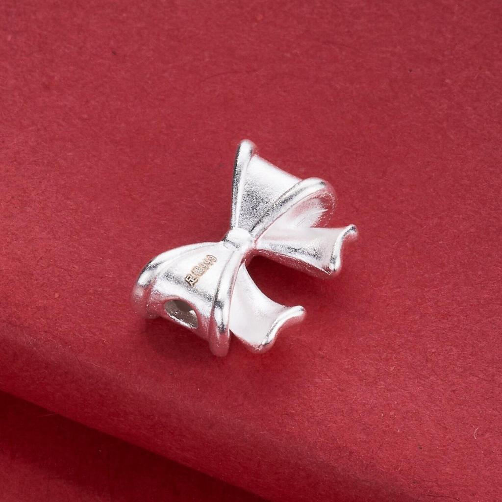 Sterling Silver 999 Pure Bow Knot Beads for DIY Handmade Jewelry Spacer Designs