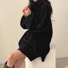 Winter Casual Knitting Long Sleeve Solid Color Baggy Pullovers Korean Fashion Women Chic Turtleneck Warm Sexy Sweater