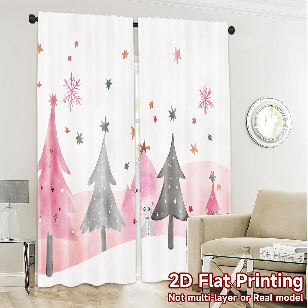 2pcs,Curtains Christmas Trees Stars Festive Cute (2) Popular Minimalist Curtains Semi-Sheer Curtains All Seasons Ldeal for