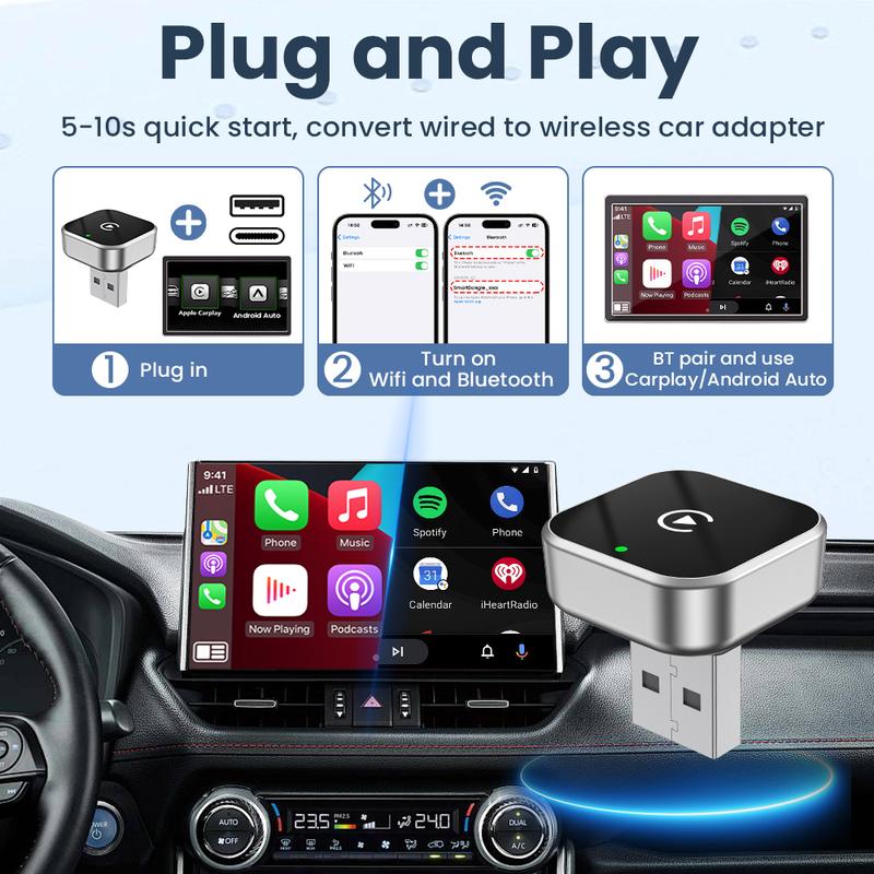 2025 NEW Wireless Carplay Adapter Android Auto 2in 1 Smart Dongle WIFI For Iphone Android Phone For Volvo Benz Mg Kia Chery VW