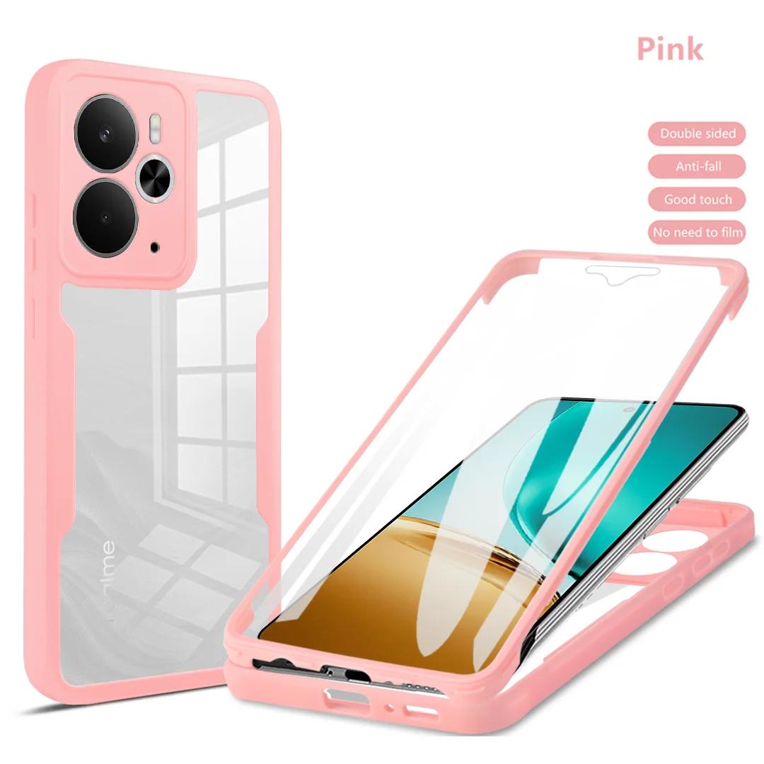 Защитная пленка на весь корпус 360, прозрачный чехол для Realme 14 15 Pro + размера плюс, противоударная крышка для телефона для Realme 14 15 14X Realme 14X 5G розовый