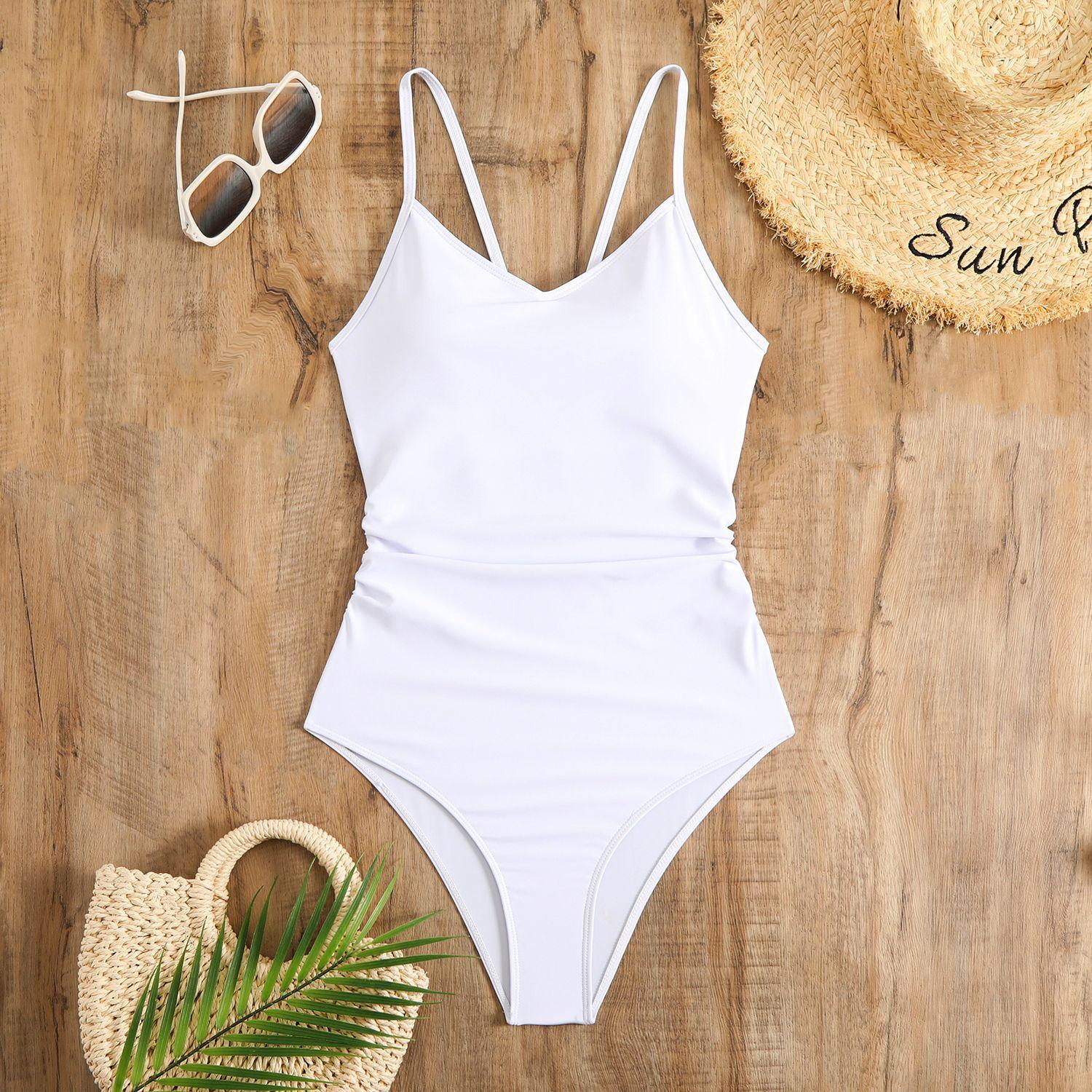 

Бикини с высоким вырезом Купальник для плавания Пляжная одежда S белый