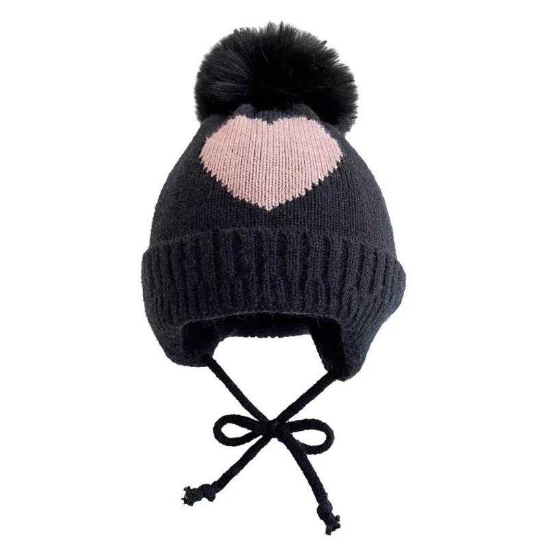 Platform, Love Knitted Baby Children's Hairball Cap, Braid, Fleece Warm Cap
