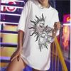Harajuku Retro Fashion Style Punk Cartoon Sun Devil Letter Y2k Printed Women's Summer Girl Top Kawaii T-shirt