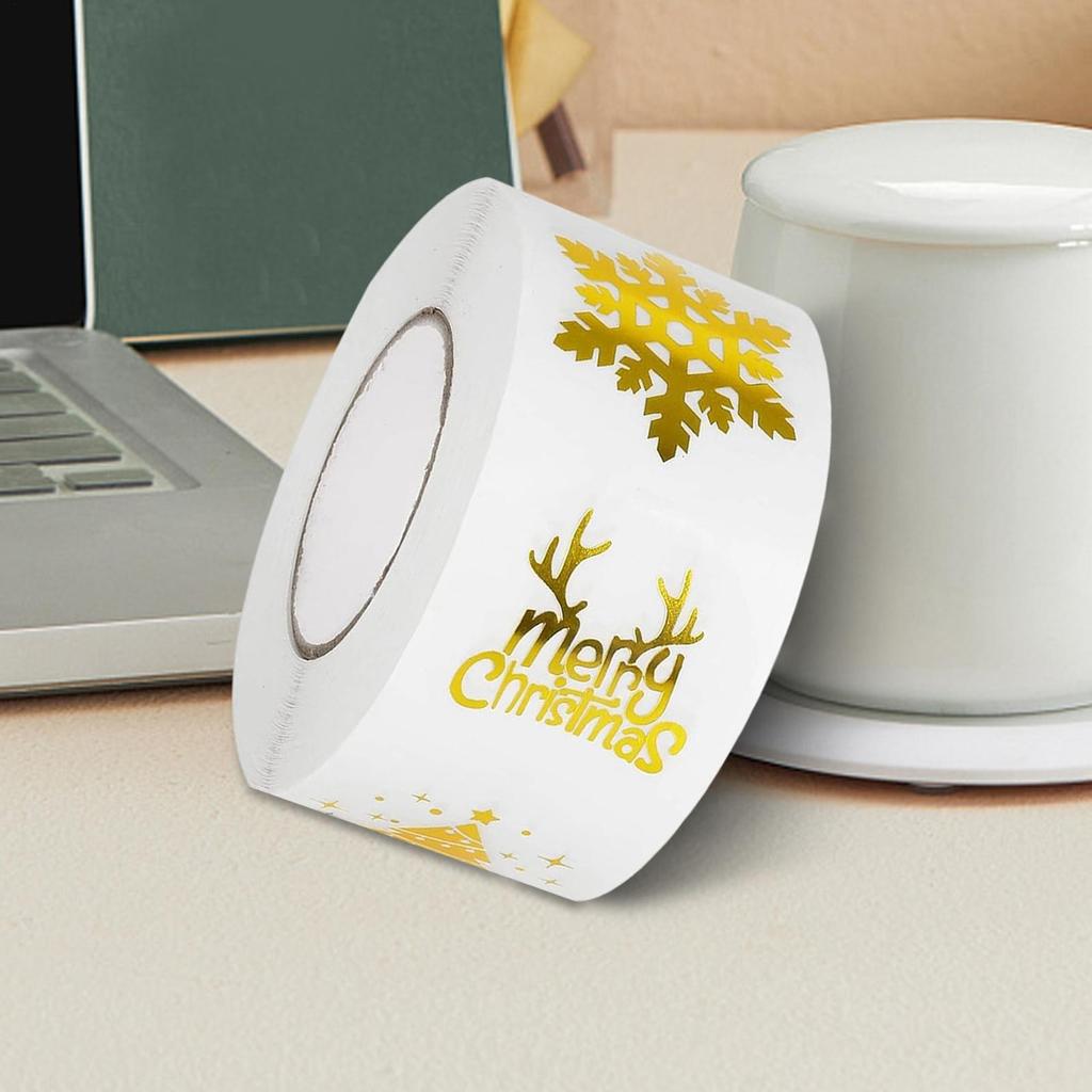 500pcs Clear Christmas Stickers Roll Seal Stickers Self-Adhesive Seals Label Decals for Holiday Invitations Cards Gift Decor