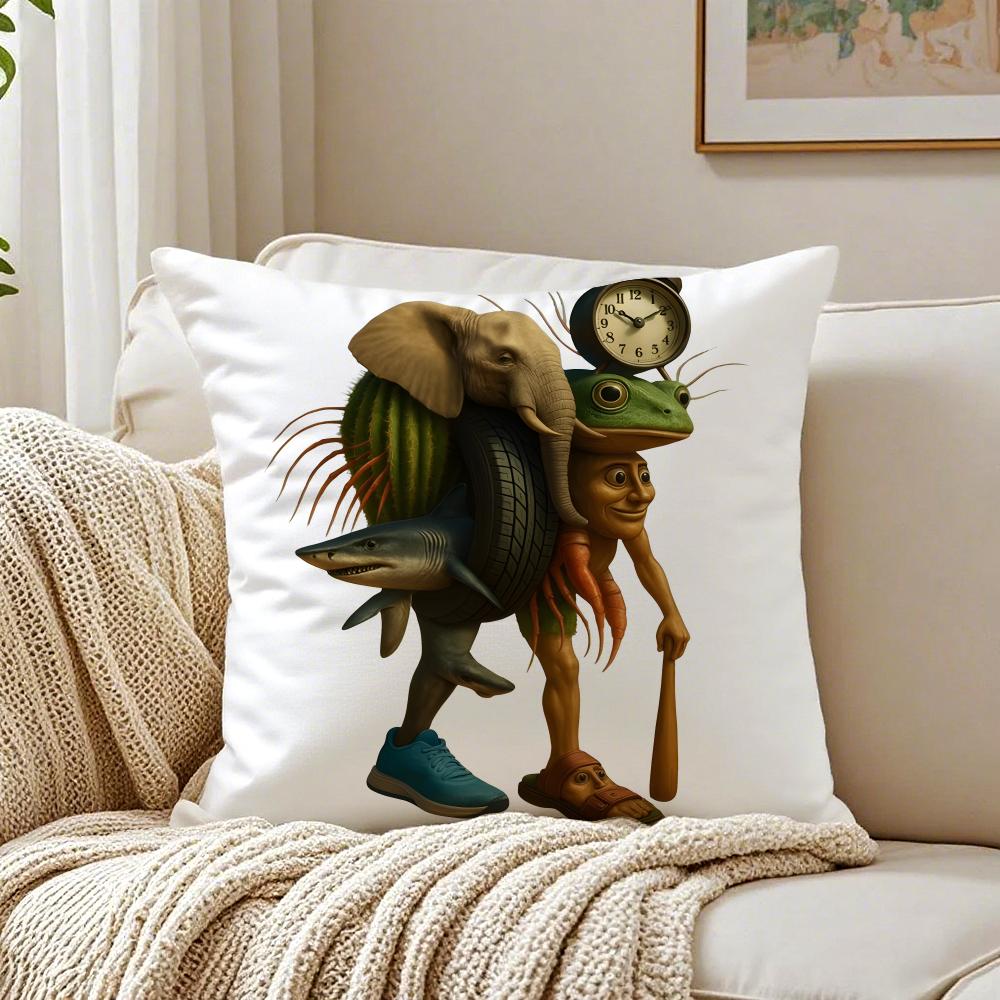Iitalians Bbrainrot Creative Cushion Cover Plush Decorative Pillow Case With Hidden Zipper Cutecore Room Decor For Home
