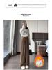 Pantalones Gruesos de Felpa de Algodón Europeo de Cintura Alta Pierna Ancha para Mujer para Primavera, Otoño, Invierno