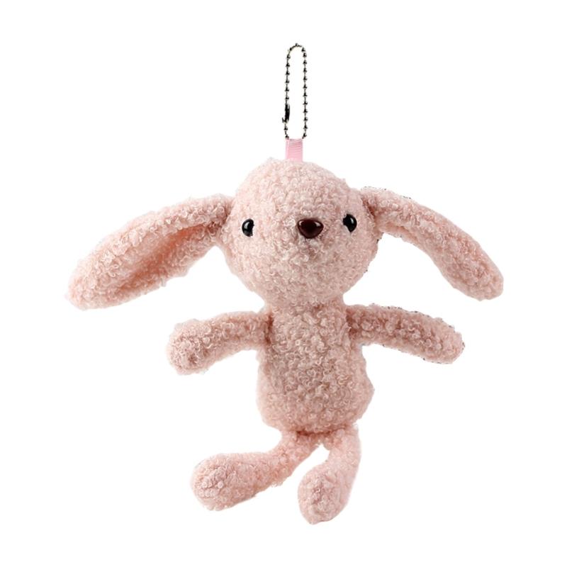 

Sweet Plush Big Ear Rabbits Keychain Pendant Fashion Lovely Hangings Ornament Keyring Backpack Decoration Charm Jewelry рожевий