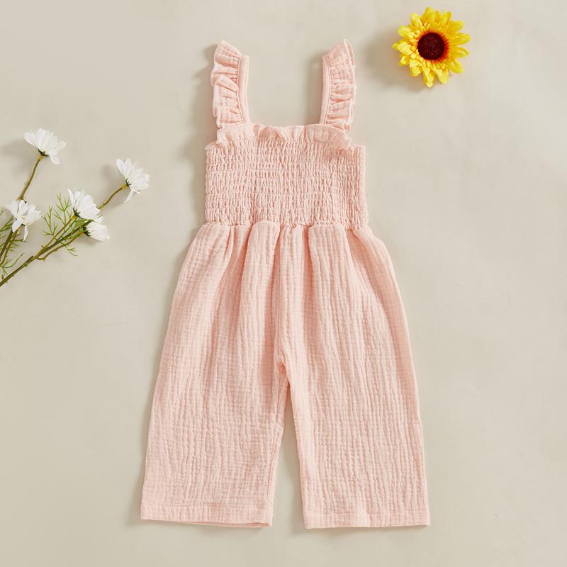 Baby Girl Rompers Ruffle Sleeveless Solid Color Jumpsuit Suspender Pants Summer Kids Girls Overalls Outfits