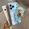 Cartoon Lattice 3D Block With Bead Lanyard Phone Case For iPhone 18 17 16 15 14 13 Pro Max Candy Color Shockproof Soft TPU Cover