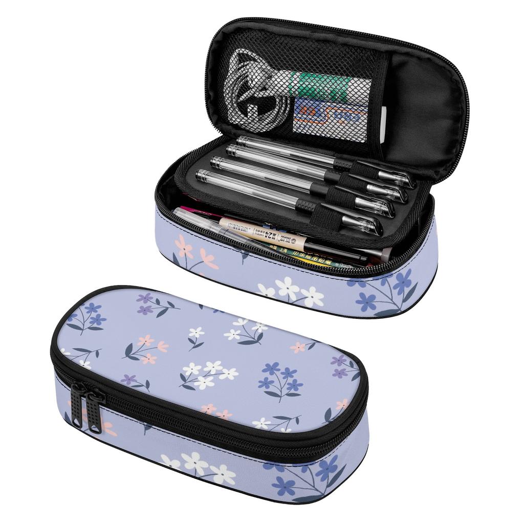 Pencil Case Large Storage Space 300D Polyester Zipper Closure with Main Compartment Mesh Pocket and Pen Slots for Everyday Study