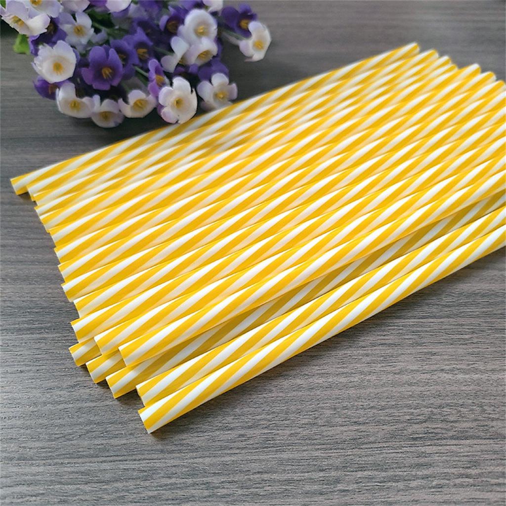 100 Pieces Plastic Drinking Straws 8 Inches Long Multi-Colored Striped Foldable