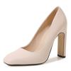 Square head fashion light mouth high heel single shoes women's thick heel patent leather red dress bridal wedding shoes work shoes women