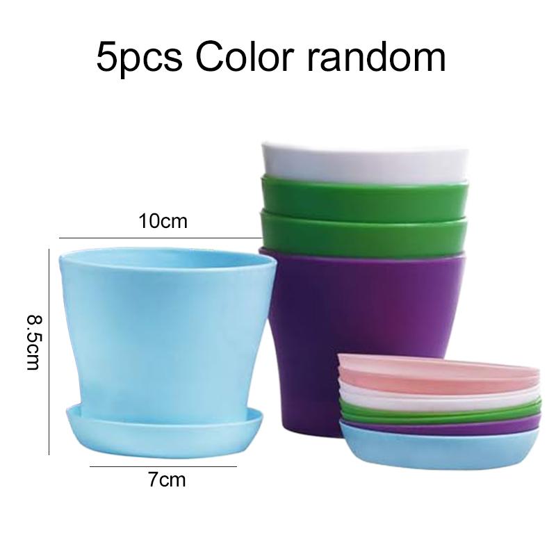 5pcs Mini Flower Pot with Tray Thickened Resin Plastic Ventilation Balcony Desktop Decoration Greenery Succulent Gardening TMZ