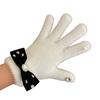 Rhinestone&Bowknot Decor Knitted Gloves Winter Full Finger Mitten Thicken Warm Christmas Black/ White Gloves for Girls