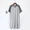 Nachthemden voor Heren Zomer Dun Moda Eendelig Vintage Nachthemden Stiksels Halflang Loungewear V-hals Nachthemd Loungewear