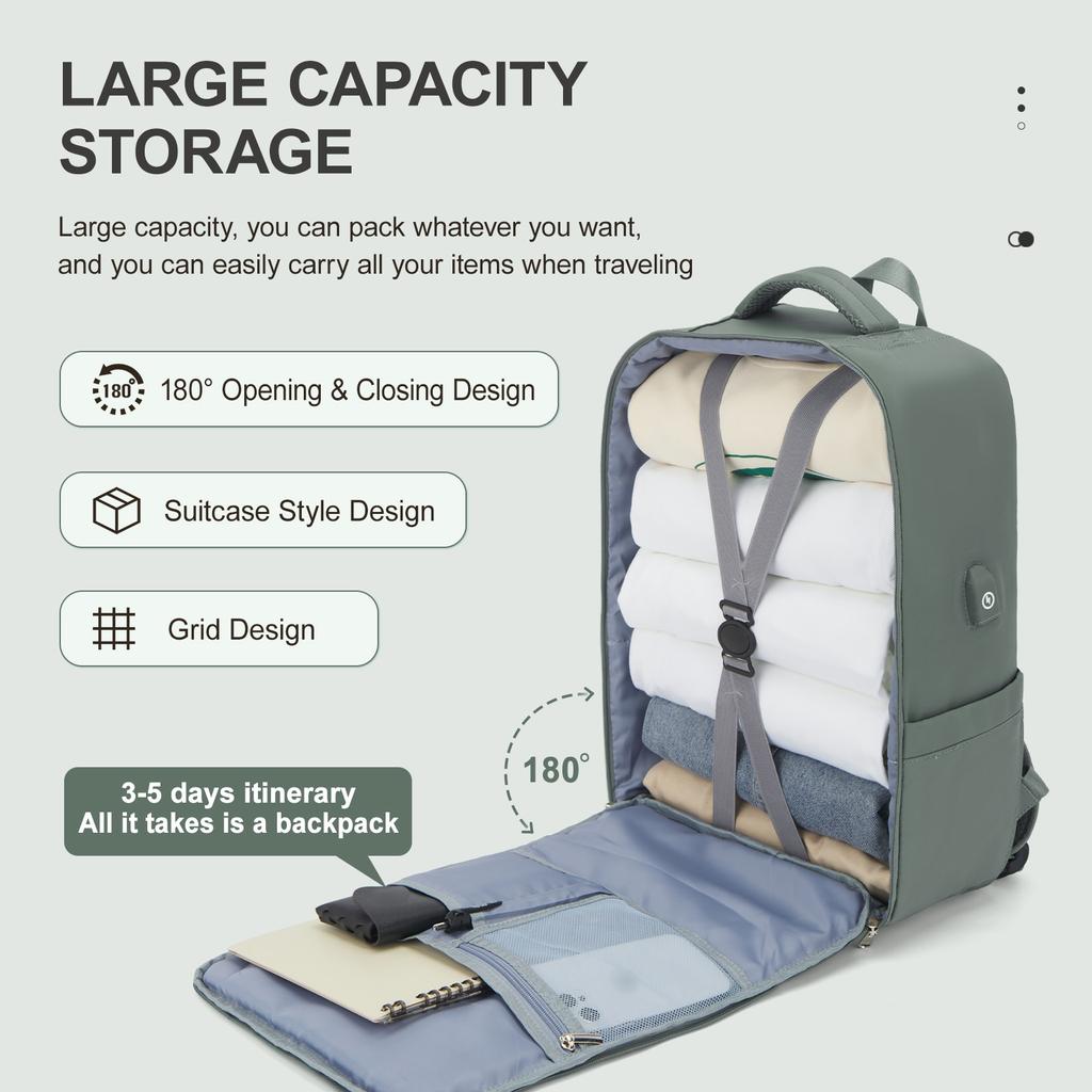 Travel Laptop Backpack, Business Sturdy Laptops Backpack with USB Charging Port, Carry On  Women Travel Backpack Waterproof  Bag