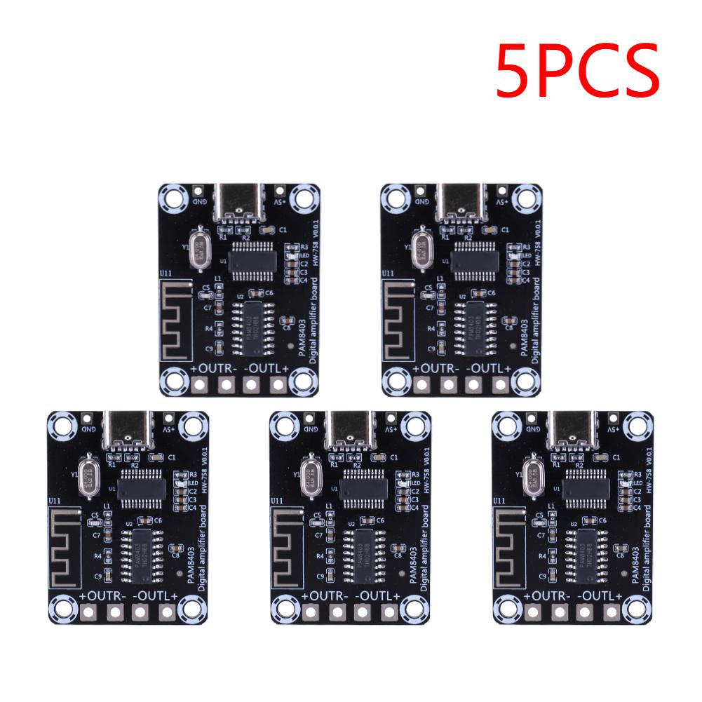 XH-A155 Mini PAM8403 Amplifier Board 5W+5W Class D BT Digital Power Amplifier TYPE-C Power Supply for Speakers Above 4 Inches
