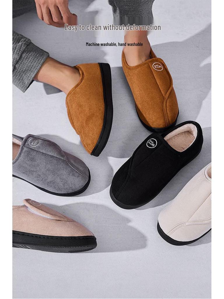 Unisex Winter Indoor Fluffy Non-slip Velcro Slippers with Plush Lining