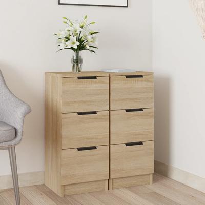 vidaXL Sideboards 2 Stk. Sonoma-Eiche 30x30x70 Cm Holzwerkstoff