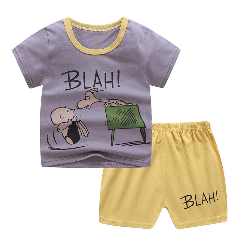 Summer Baby Boys Outfits Short Sleeve Cartoon Printing Casual Tops Printed Short Pants 2pcs Sport Suits