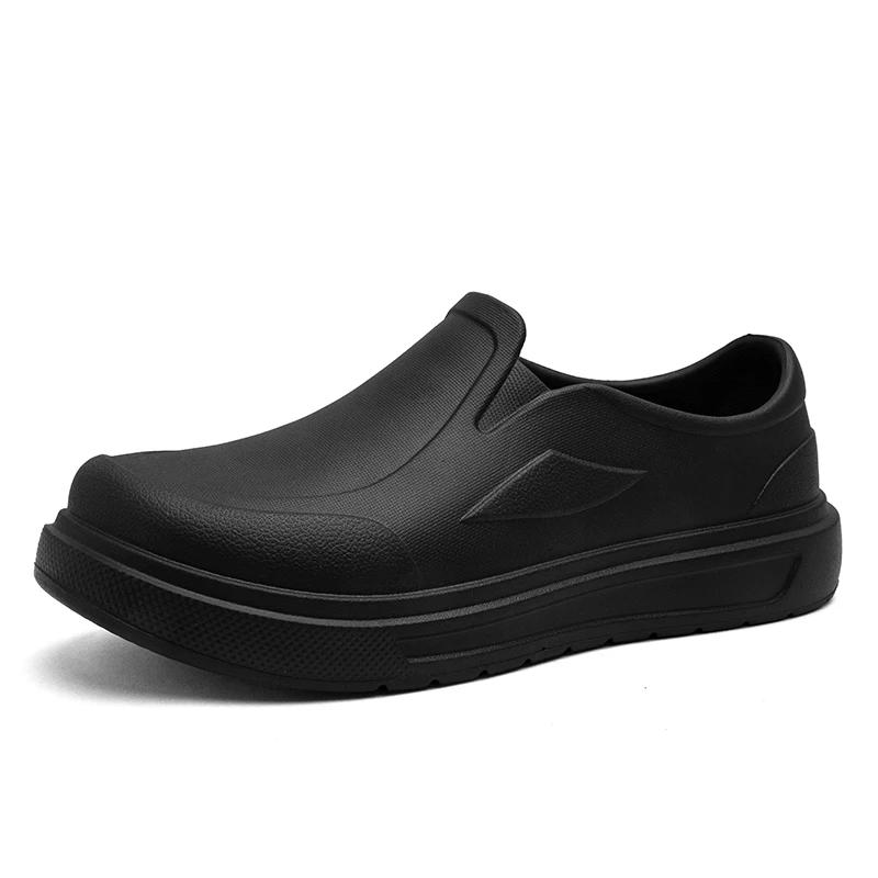 

Men s Rain Shoes Work Waterproof and Oil Proof Chef Shoes Flat Men s Casual Light Sandal Beach New Spring Summer 46 чорний
