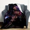 "Vivid Anime Characters: Purple, Pink, and Black Hairstyles"Blanket Lightweight Flannel Throw Blanket for Sofa, Bed, Travel, Camping, Living