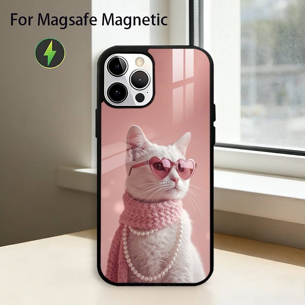 

Aesthetic Cat Portraits Phone Case For iPhone17,16,15,14,13,12,11 Plus,Pro Magnetic with Magsafe Wireless Charging iPhone12PROMAX