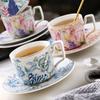 European Luxury Pastoral Ceramic Coffee Cup Set French Elegant Tea Cups Gold-plated Ceramic Latte Ceramic Flower Coffee Mug