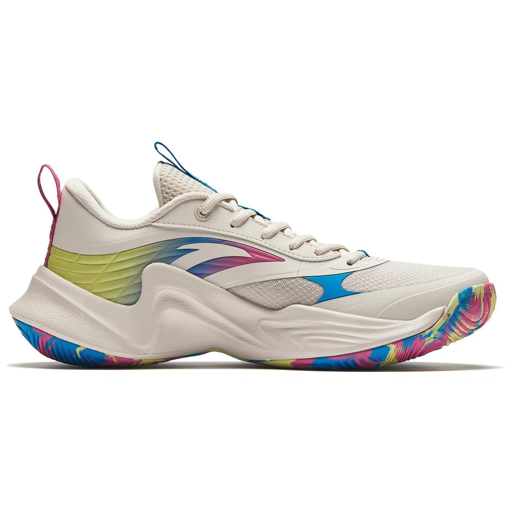 Anta Heat Wave Cement Nemesis Non-Slip Wear-Resistant Low-Top Basketball Shoes Men Sneakers Beige Blue Yellow 912421604S-2