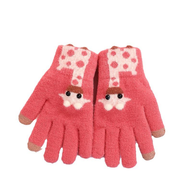 Luvas de Inverno Infantis de Desenho Animado sem Dedos - Tricô de Lã Fofo de Cinco Dedos para Esportes Ciclismo de Meninas