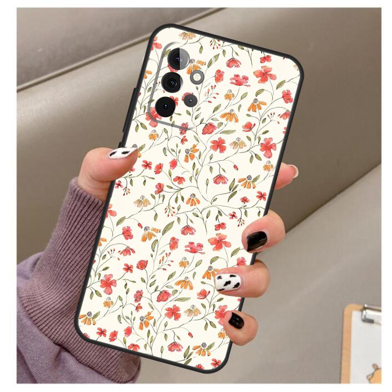 Flower Plant Art Case For Samsung Galaxy A33 A13 A53 A34 A54 A14 A15 A16 A26 A36 A56 A12 A32 A52 A06 A35 A55