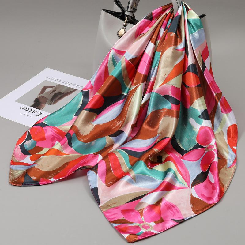 90 Square Scarves, Silk Scarves, Women's New Spring and Summer High-end Sense Versatile, Thin Scarves, Shawls Outside