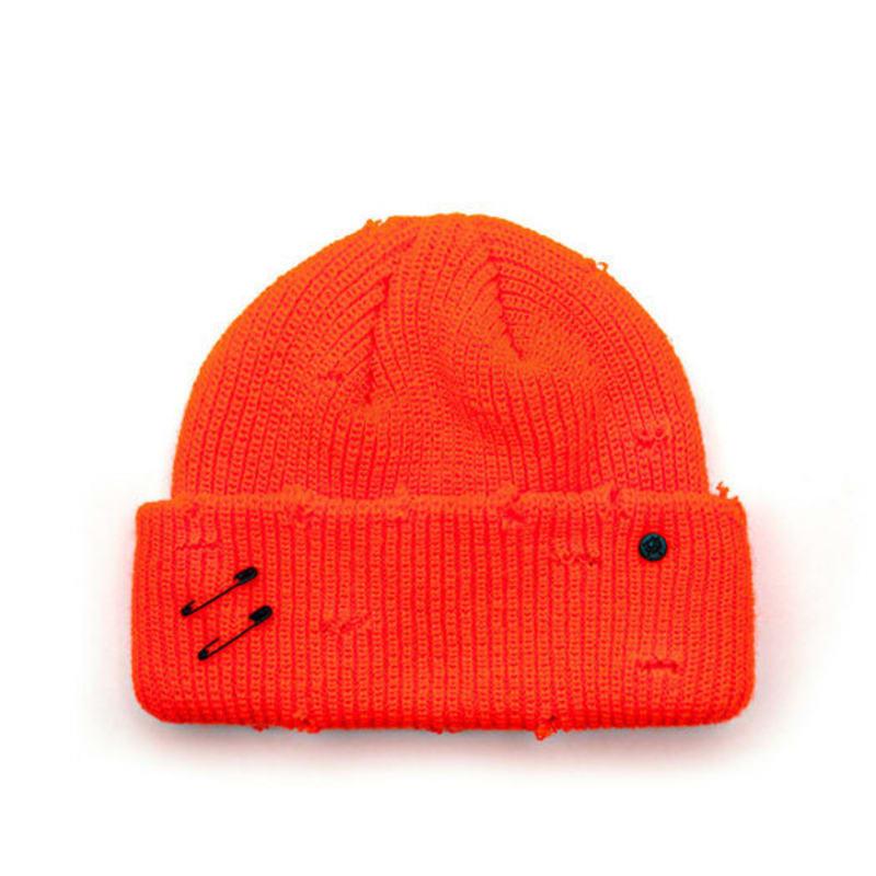 

ЧЕРНЫЙБЛОНД BBD Рваная Кастомная Короткая Шапка-Бини (оранжевый) FREE