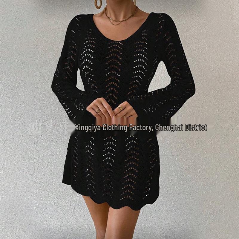 European Lace Knit Beach Cover-Up: Sun-Protection Bikini Pullover, Sexy Loose Design