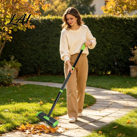 Garden Path Grout Cleaner 3-in-1 Deck Brush Floor Scrub Brush with Long Handle Detachable Stand-Up Cleaning Weed for Outdoor Stone Joints