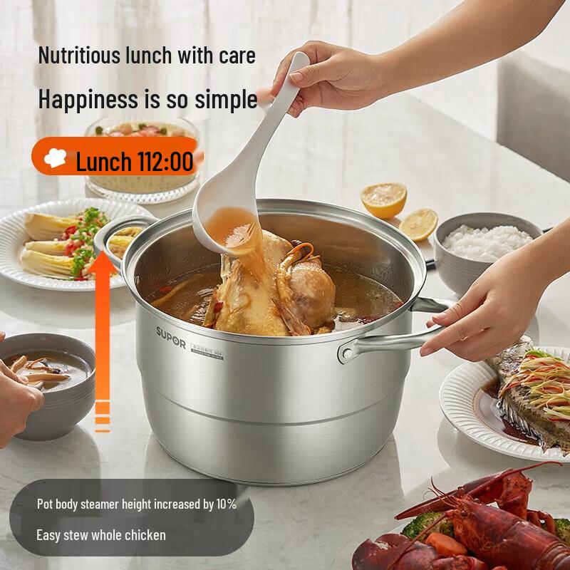 Supor 34cm 304 Stainless Steel Steamer Pot with High Arch Lid