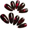 Black & Red Halloween Cat Eye Wearable Nails