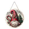 Christmas Holiday Wooden Hanging Tag with Santa Claus Cane Design