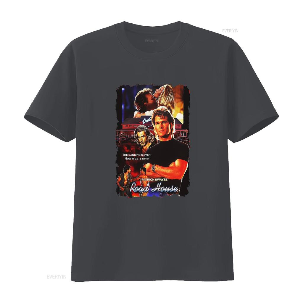 Roadhouse Patrick Swayze Movie Theme Mens Black T Shirt Available In Sizes S To 5XL Vintage Washed Graphic Breathable Slightly